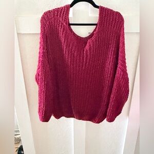 Cozy V-Neck Knit Sweater Vest in Deep Berry